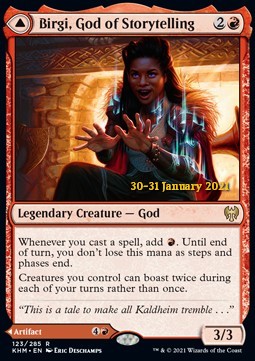 Birgi, God of Storytelling // Harnfel, Horn of Bounty